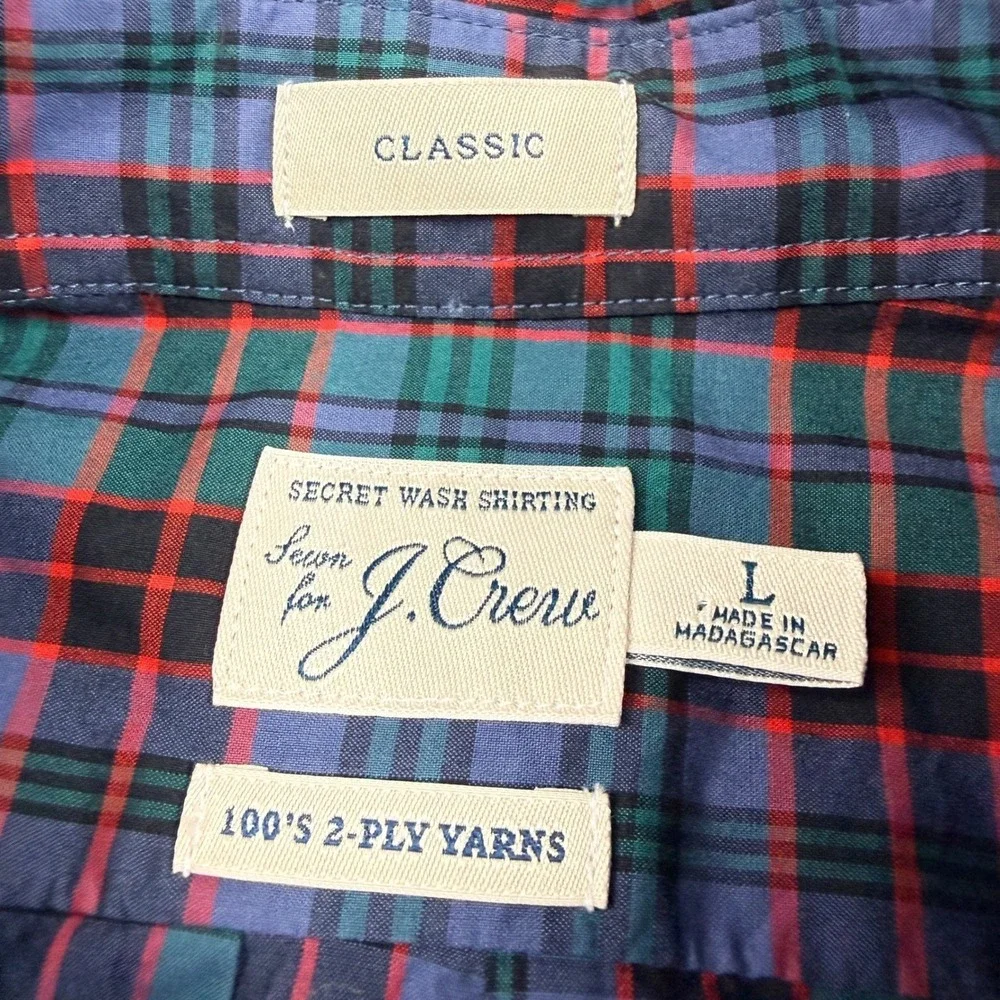 J. Crew Men's‎ Classic Fit Plaid Button Down Shirt Long Sleeve Size Large NWT
